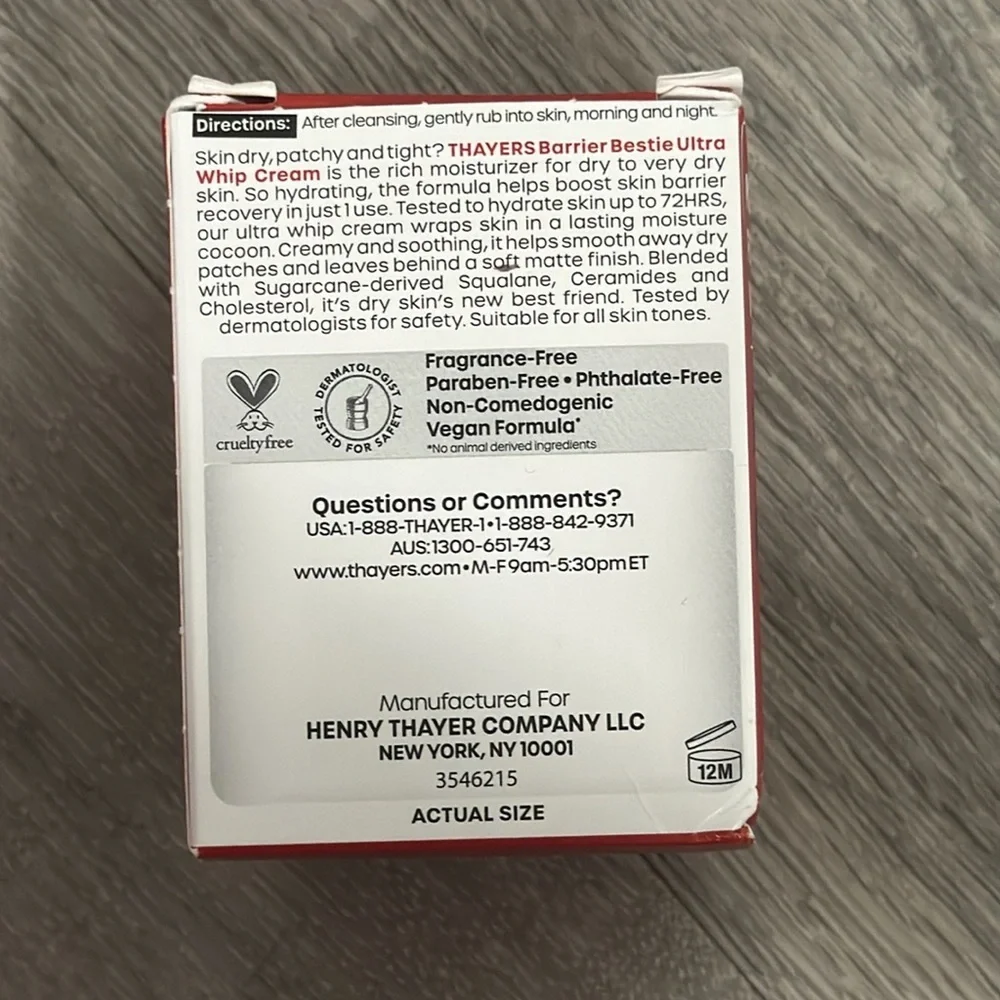 Thayers Face Care Barrier Bestie Ultra Whip Cream - 2 fl oz